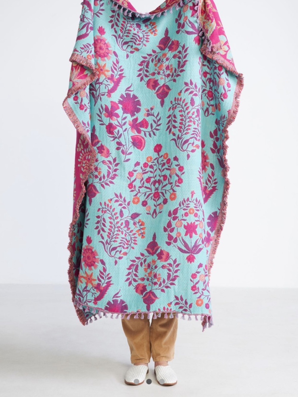 Anthropologie Rayna Throw Blanket in Turquoise & Magenta